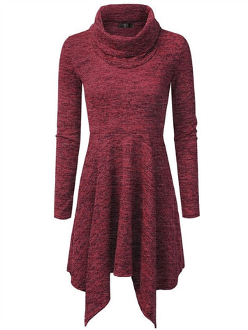 Asym Heap Collar A-Line Casual Dress
